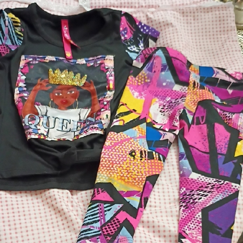 Colorful Graphic Top and Leggings Set 12 Month Girl